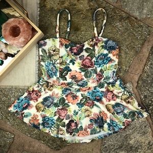 Painted Threads Floral Peplum Size S